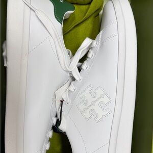 Tory Burch White and Green Sneakers